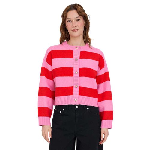 Huffer Elle Crop Stripe Cardigan